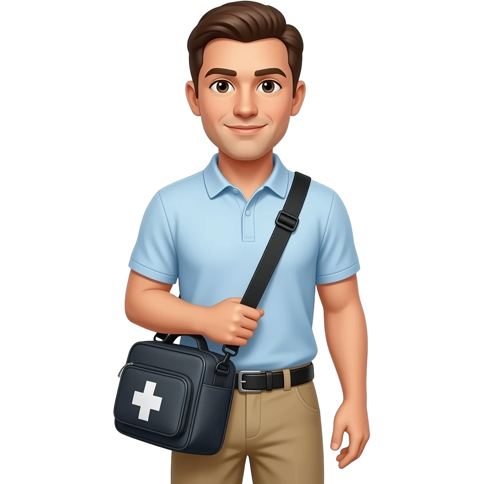 Person dressed in khakis usually has a sling med bag and a polo taking care of athletes emoji