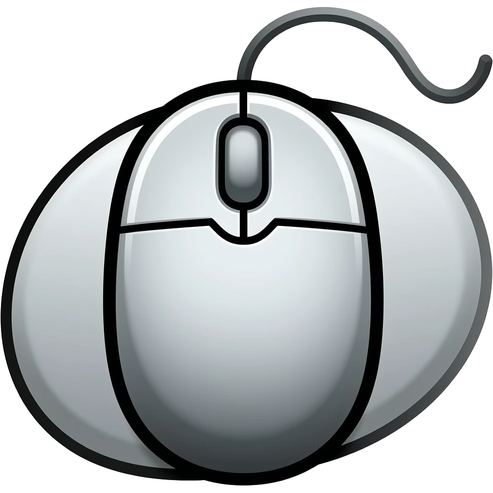 thick black outline, pc mouse emoji, thick black outline, simple cartoon emoji
