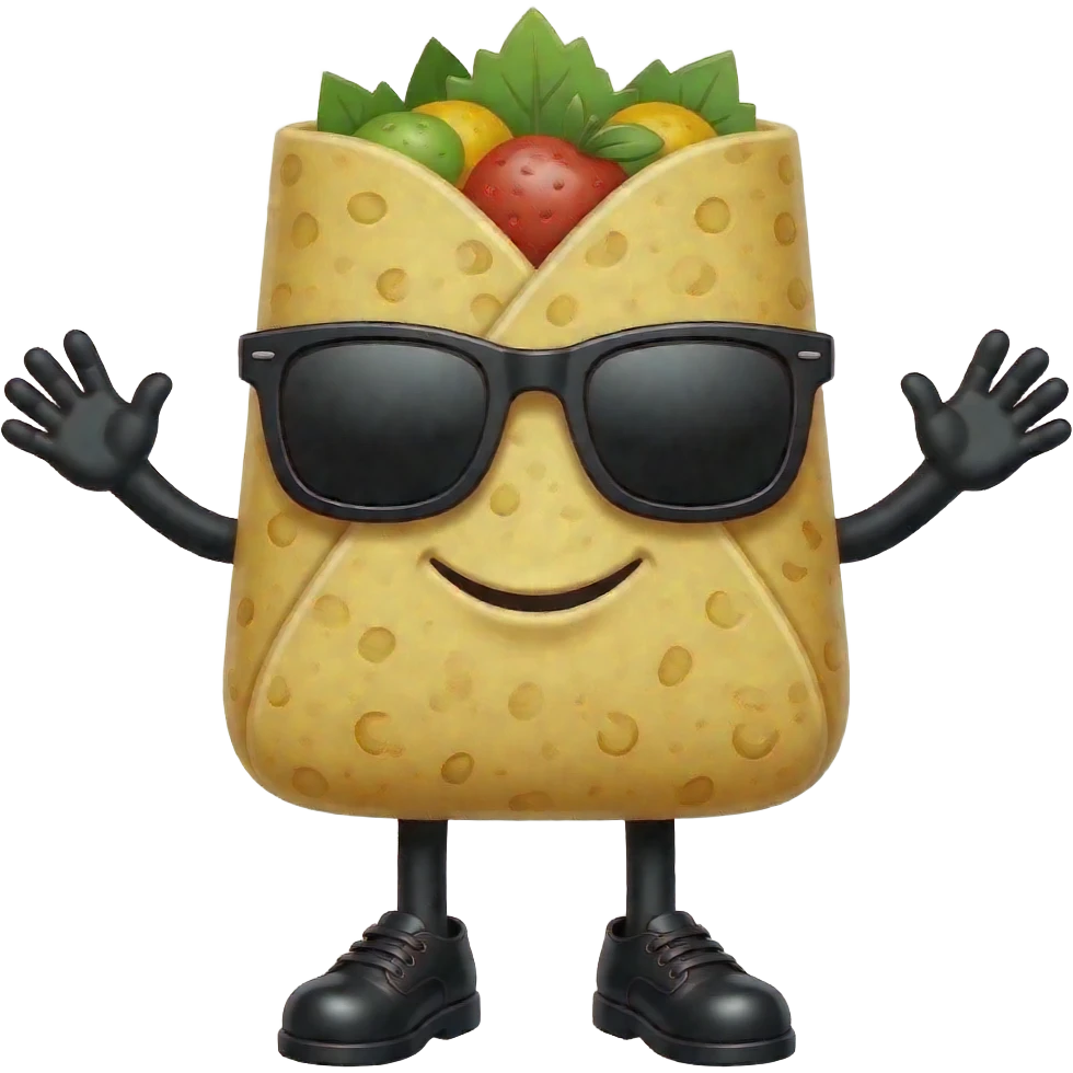 Quiero 1 arepa con lentes oscuros qué tenga brazos y piernas con zapatos de palitos negro emoji