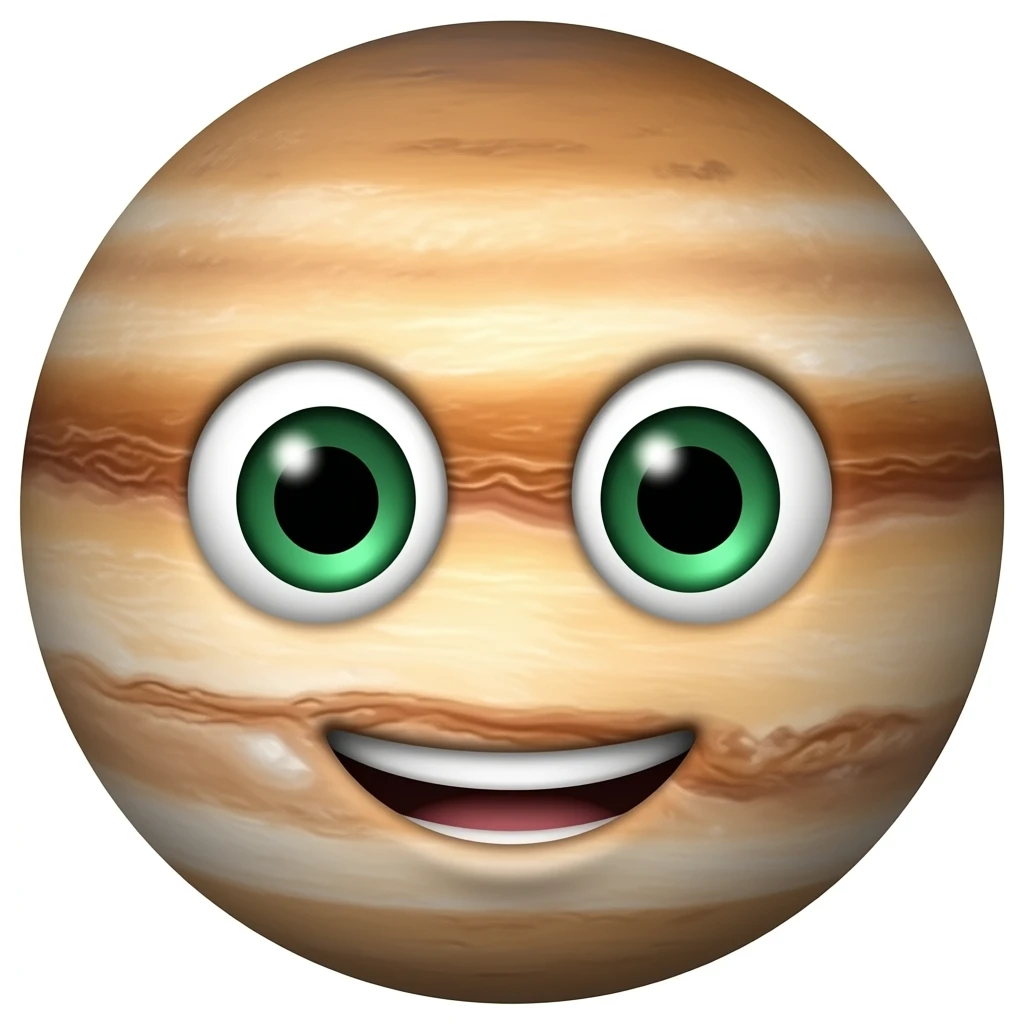 The planet Mercury with g eyes and mouth emoji