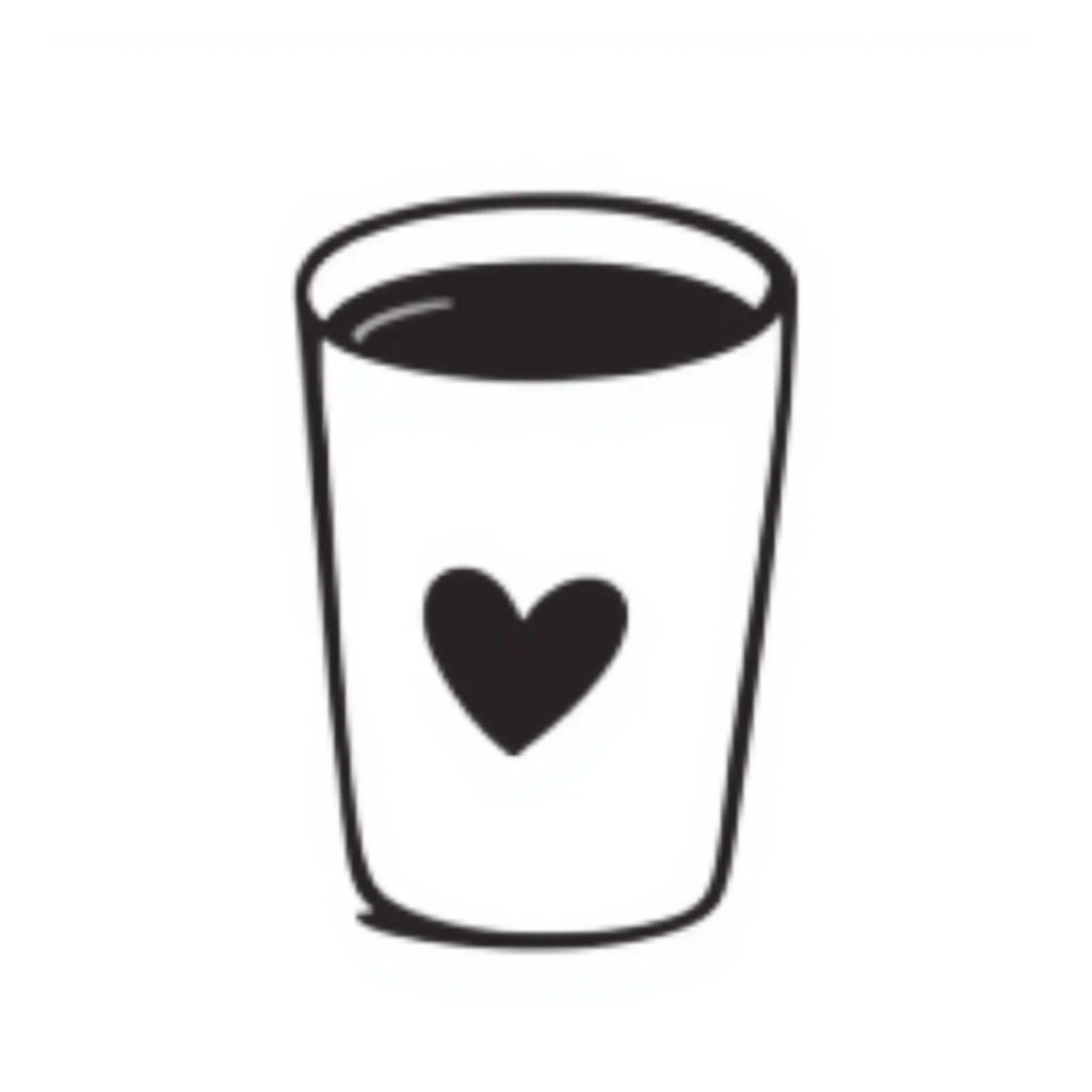 hand-drawn doodle of a coffee cup emoji