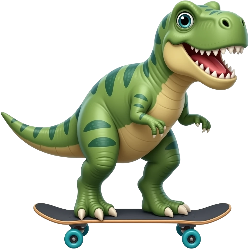 Dinosaur on a skateboard emoji