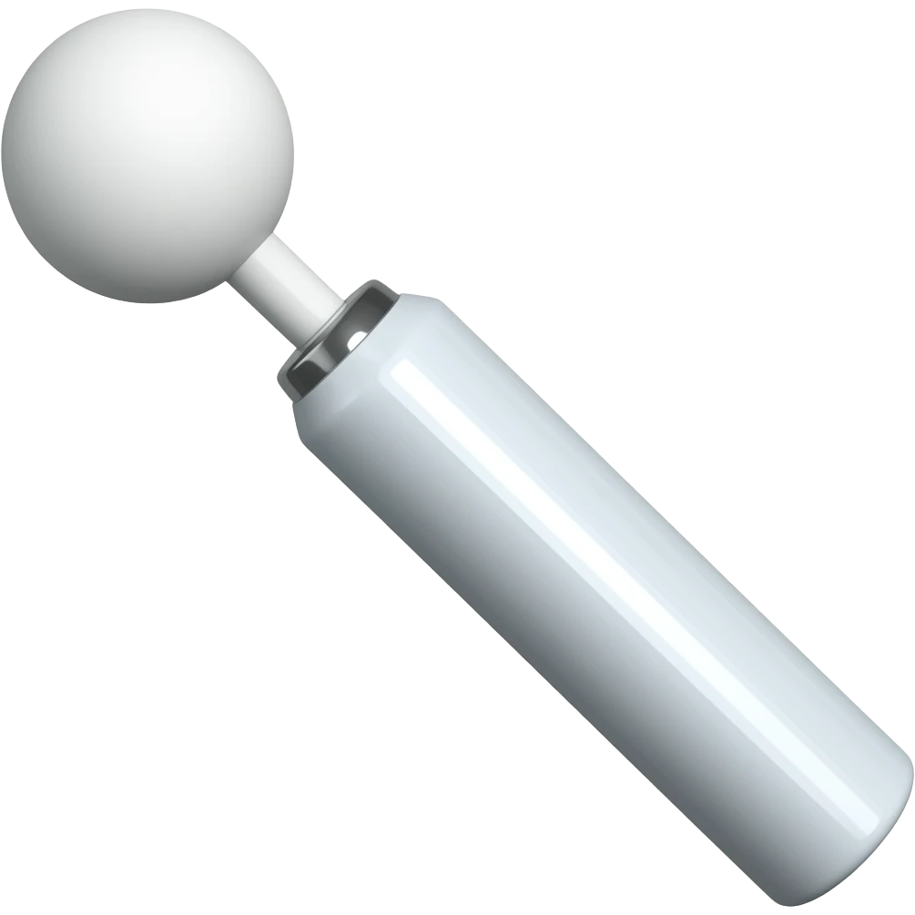 body massager in the form of a stick with a round attachment on the wire, vibrating body massager, white emoji