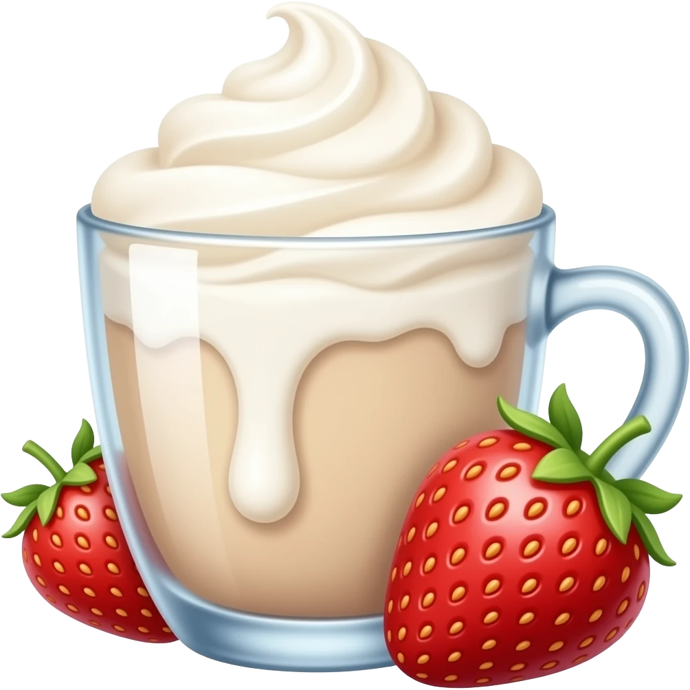 Vaso de vidrio con crema y fresas emoji