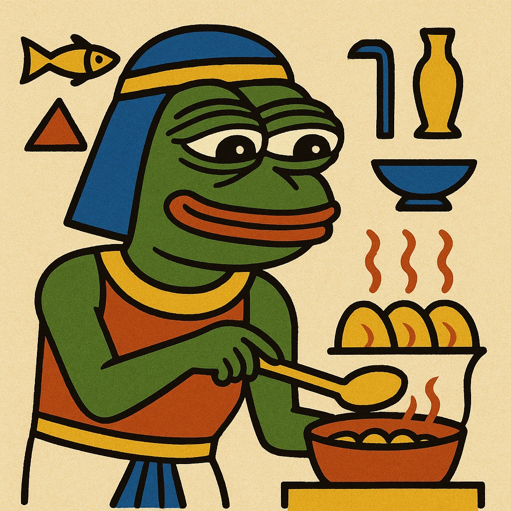 ancient Egyptian cooking scene in hieroglyphic style emoji