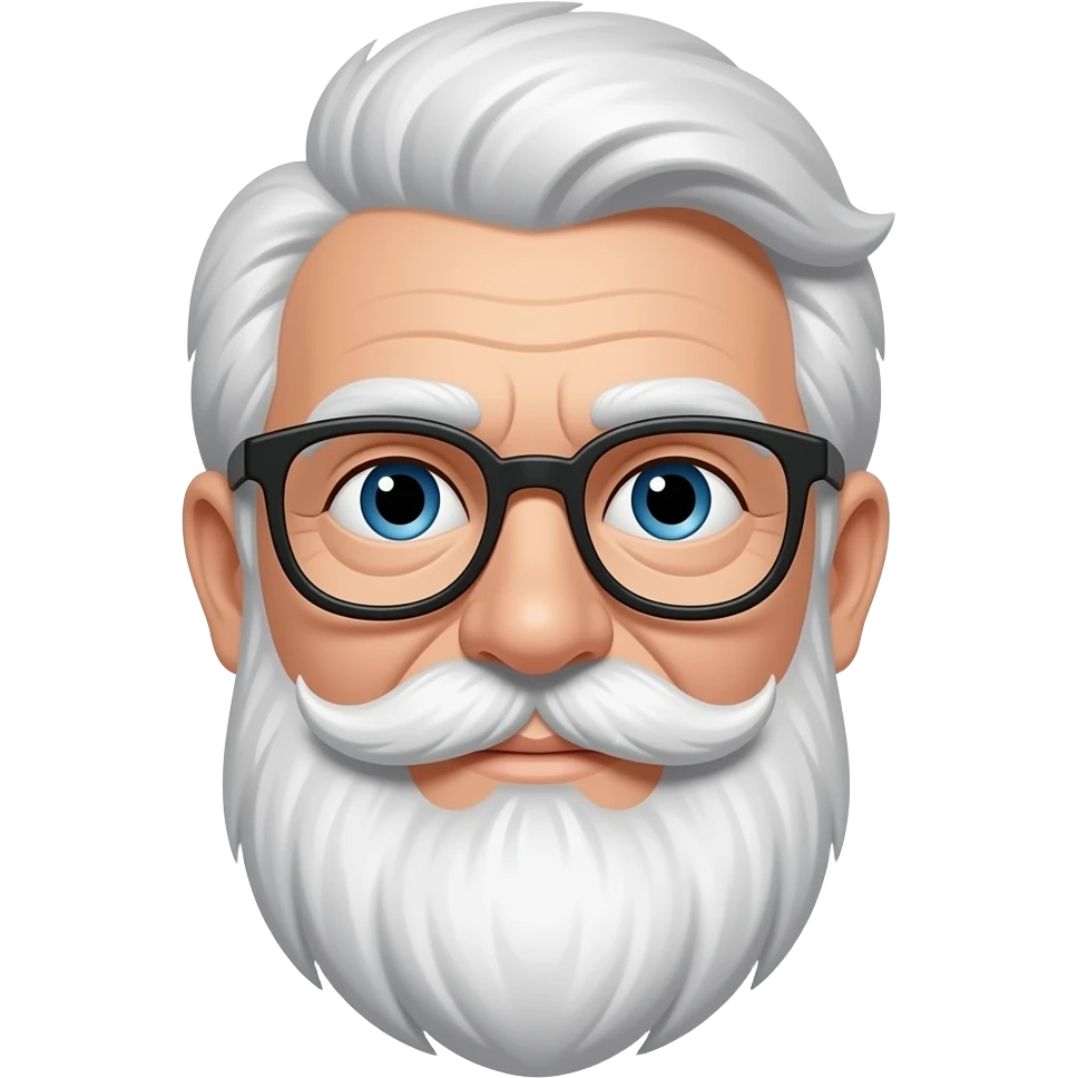 Old man mustache thick glass white hair emoji