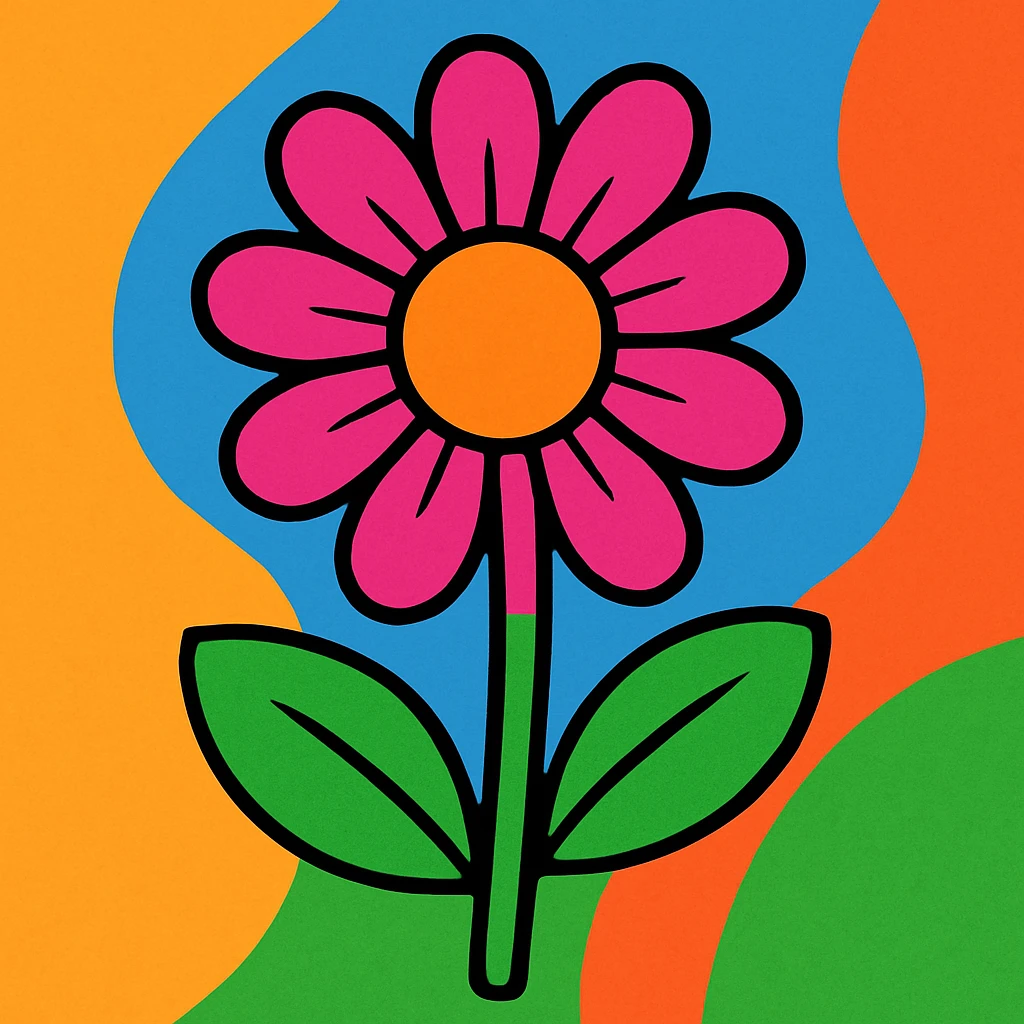 a single flower, vibrant cartoon style emoji