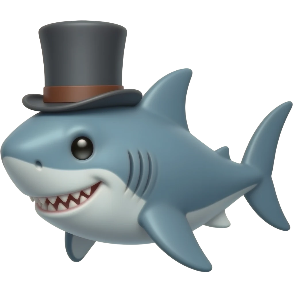 Shark with a top hat emoji