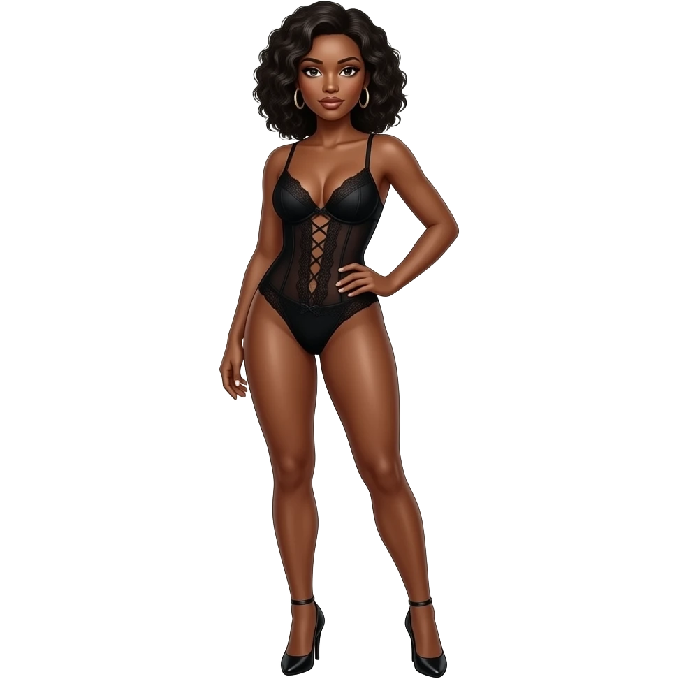 Black woman in Lingerie and heels emoji