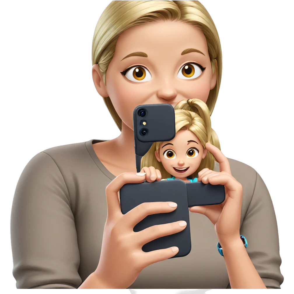 girl holding phone and smiling emoji