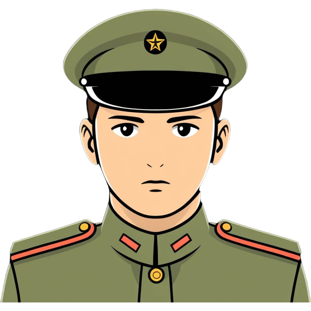 military man with two-thousand-yard stare emoji