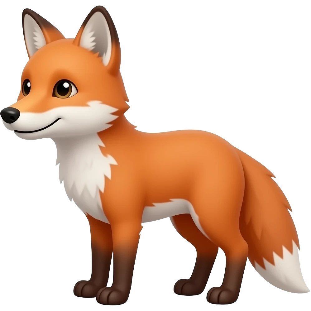 fox, black dots for eyes head at 3/4 with a full body emoji
