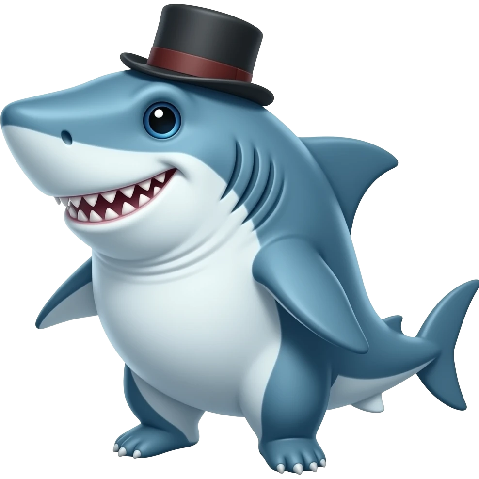 Shark with a top hat emoji