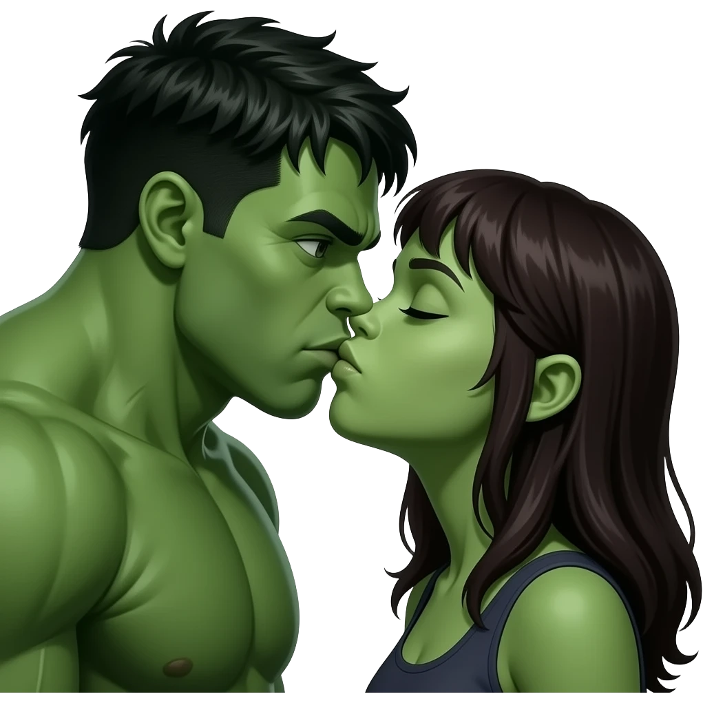 hulk  and hulk woman yong    kiss kiss creepy emoji