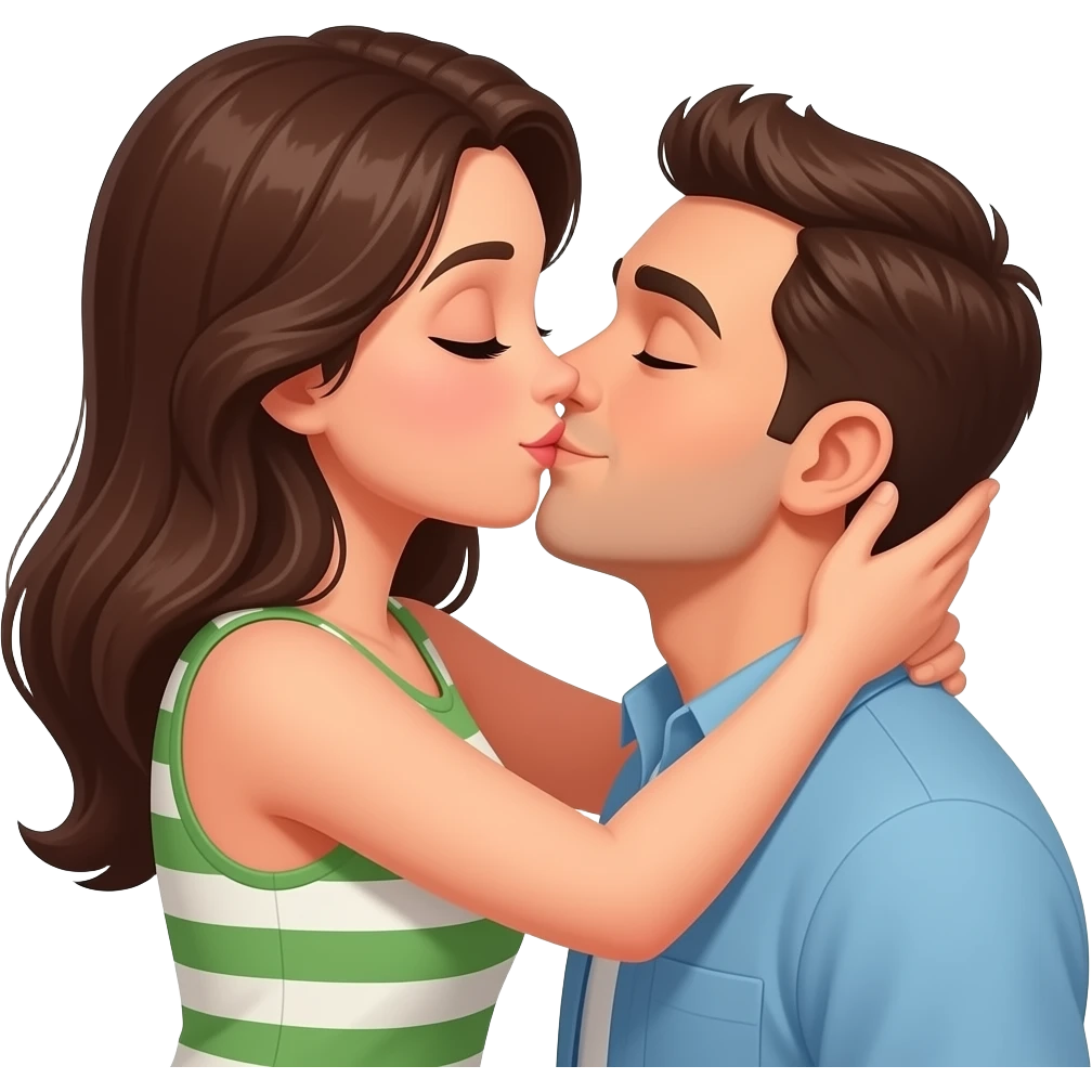 Woman grabbing mans head kissing him emoji