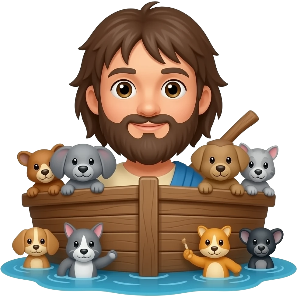 Noah with his ark and animals emoji