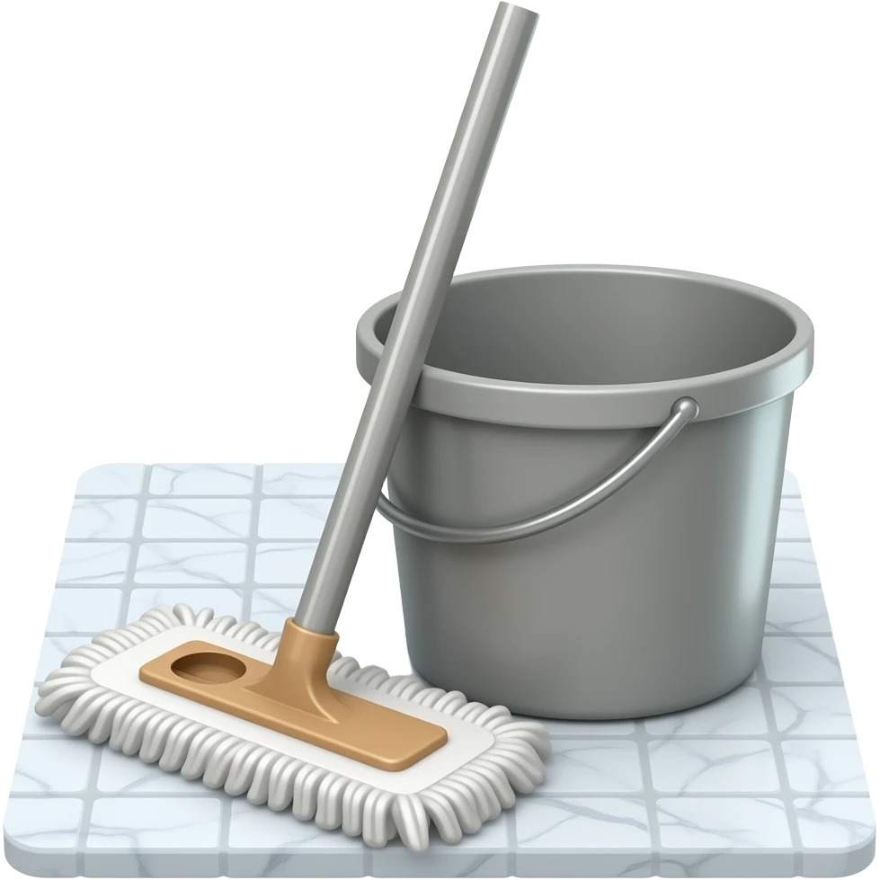 mop with a bucket on marble tiles floor emoji
