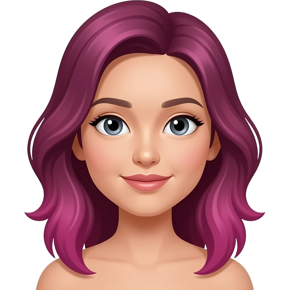 light-medium skinned asian woman with slightly wavy hair that is magenta at the top fading to ombre at the bottom emoji