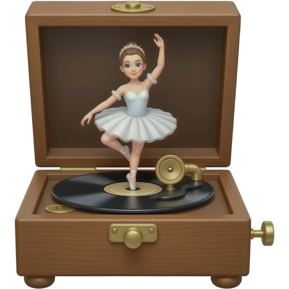 human-like allerina on tiptoes in music box with cranck emoji