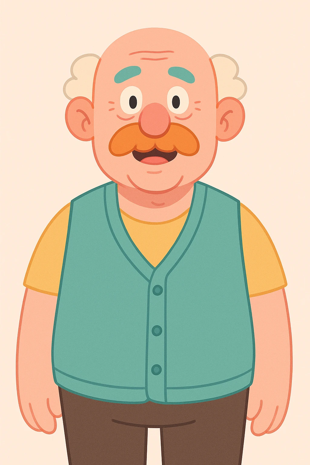 a old man in vest, front view emoji