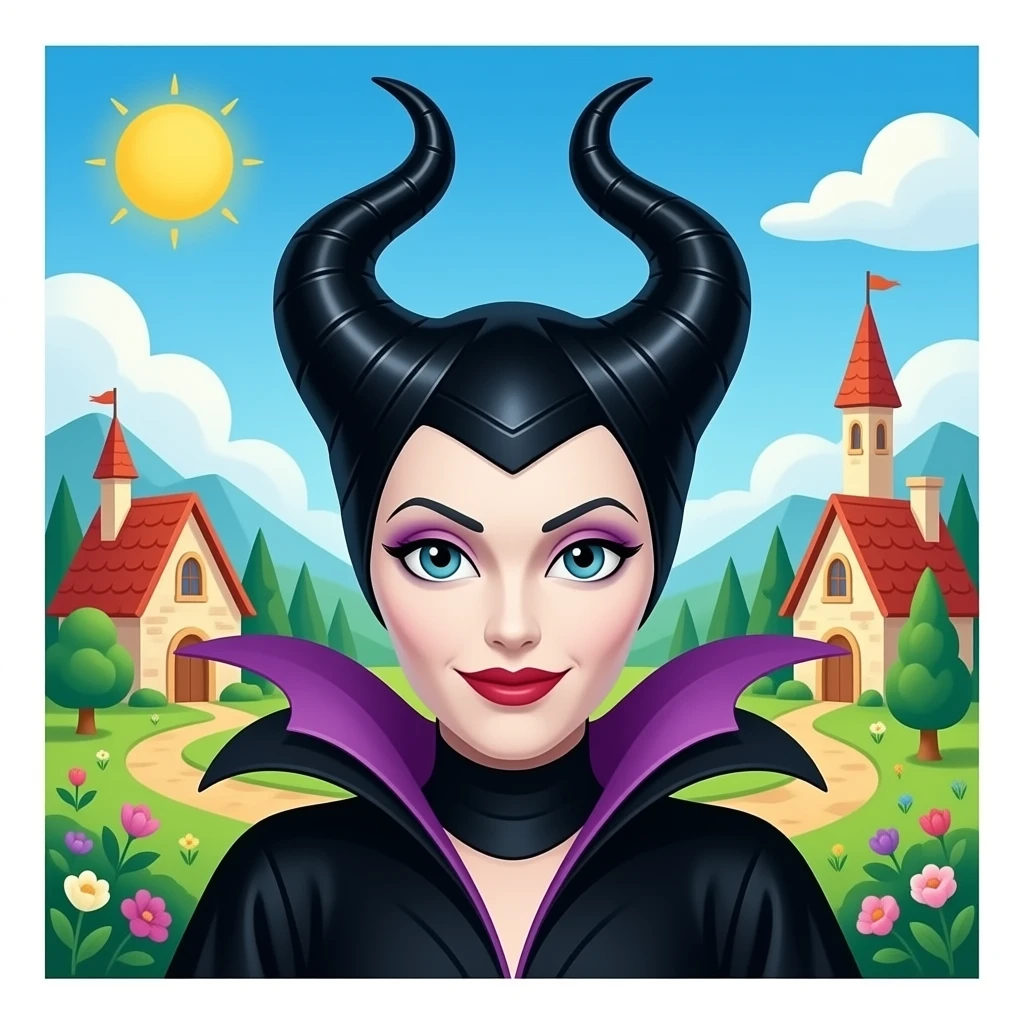 Emoji do rosto da Malévola, vila da Disney de bela adormecida emoji