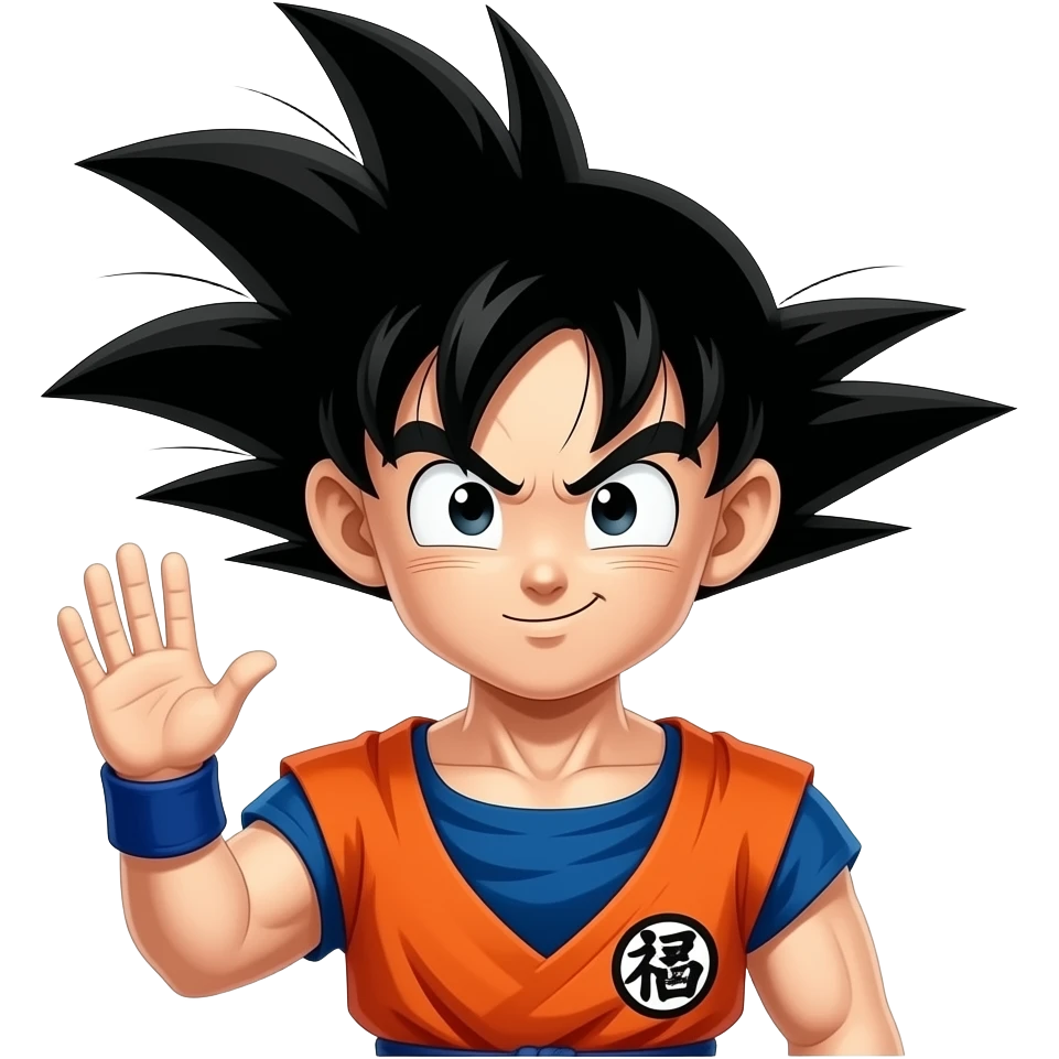 goku stand up and saying good bye to the screen emoji