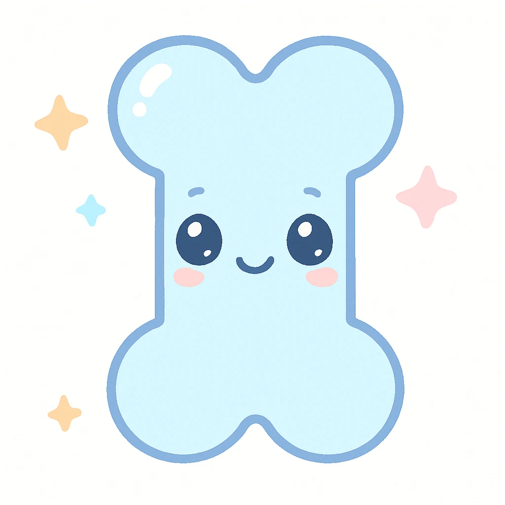 a cartoon bone in anime style, outlined, with a slight shine, simple background emoji