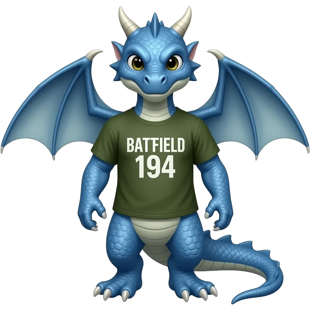 Blue dragon wearing Battlefield 1942 Shirt emoji