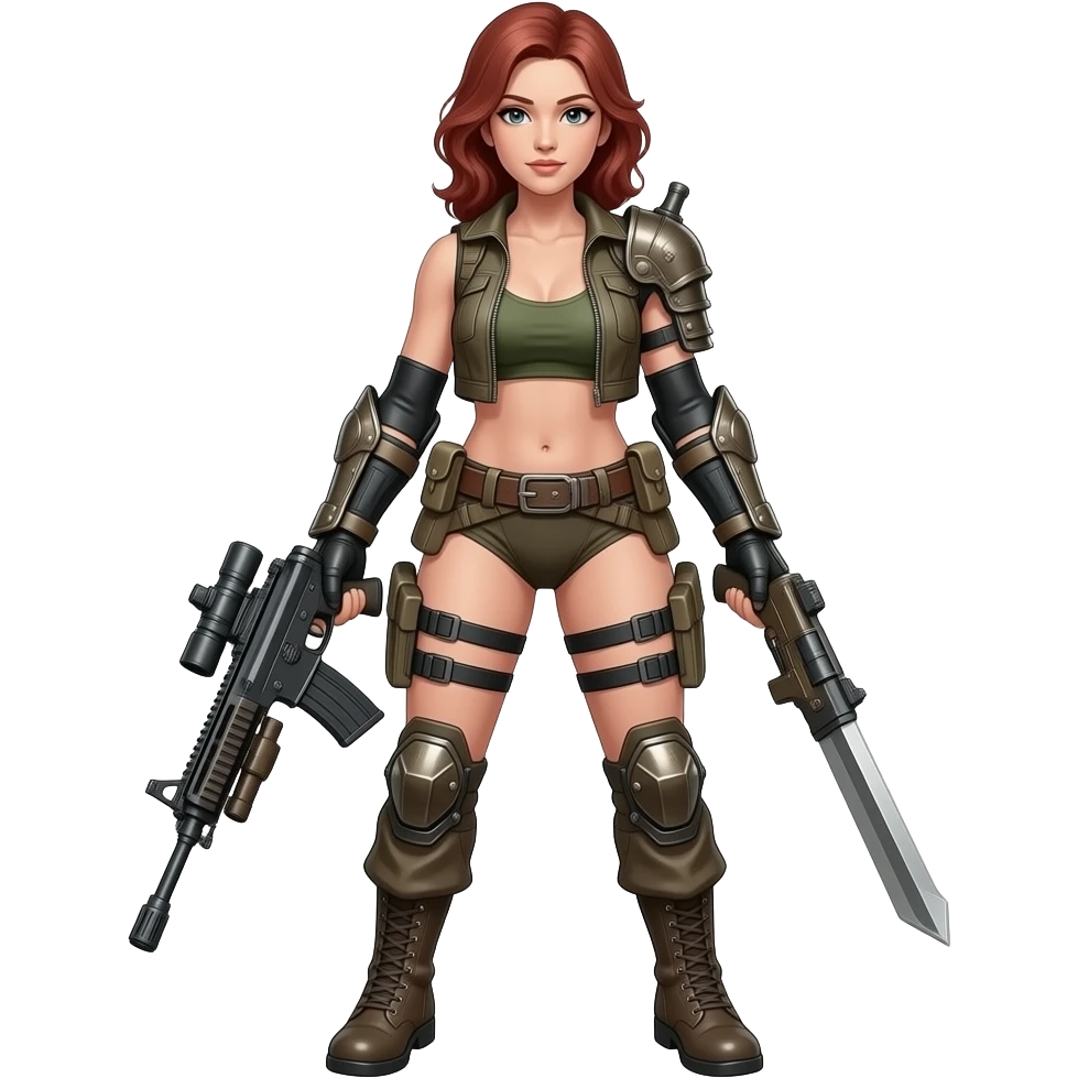 tamamen çıplak bir kadın elinde silah  tüm vücut emoji