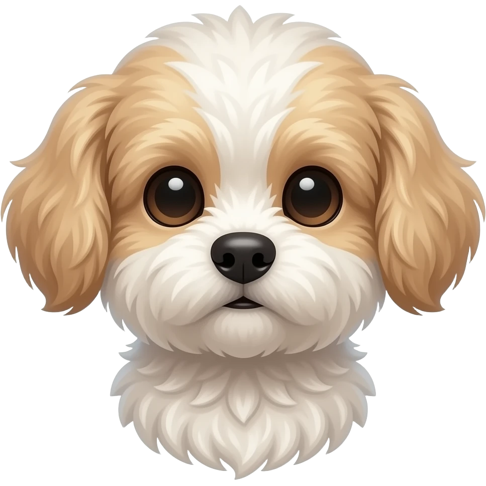 Very small fluffy dog boss, bigger face for profile, look front, no body emoji