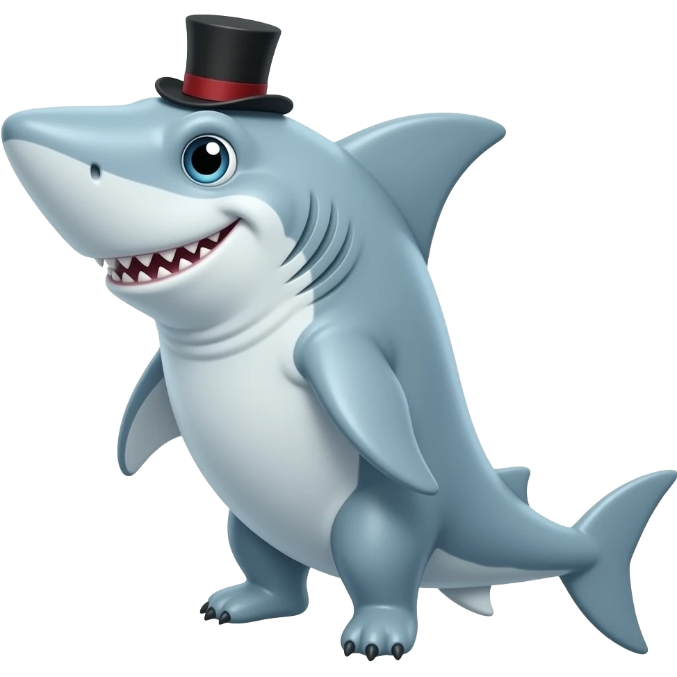 Shark with a top hat emoji