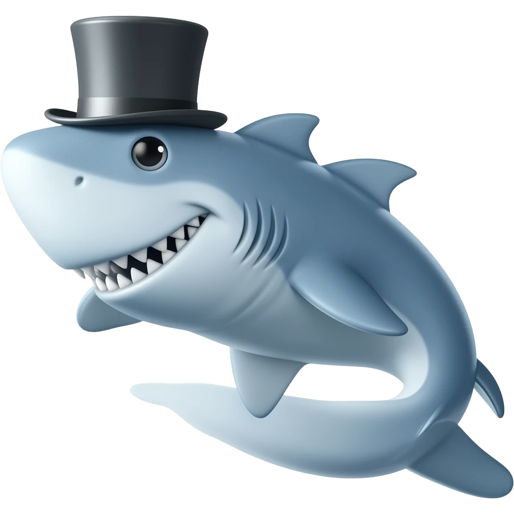 Shark with a top hat emoji