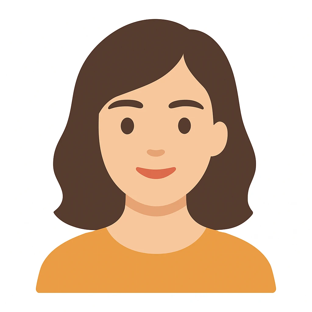 tasteful portrait of a brunette woman, minimal background, clean lines, color illustration emoji