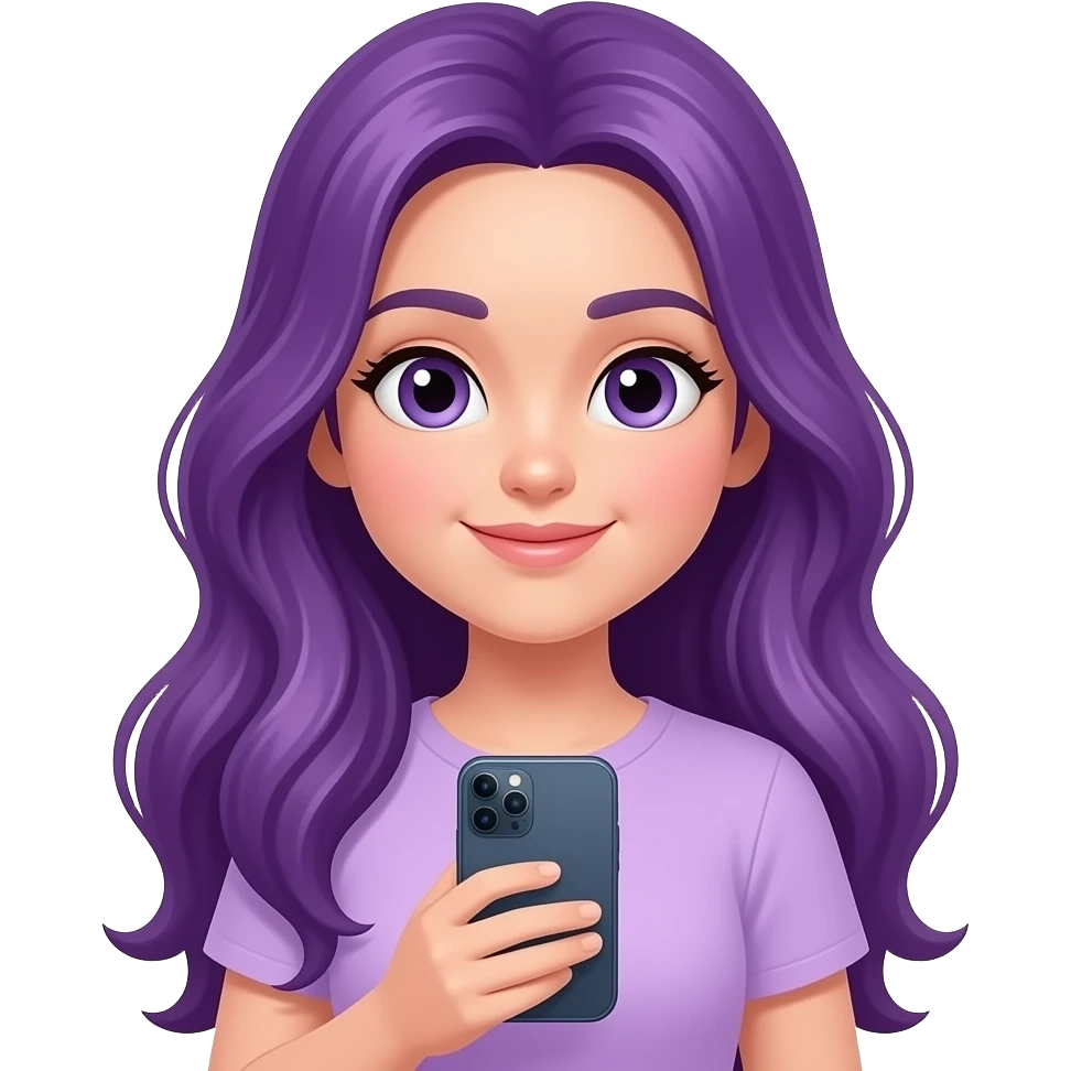 GIRL WITH LONG PURPLE HAIR HOLDING A CELL PHONE emoji