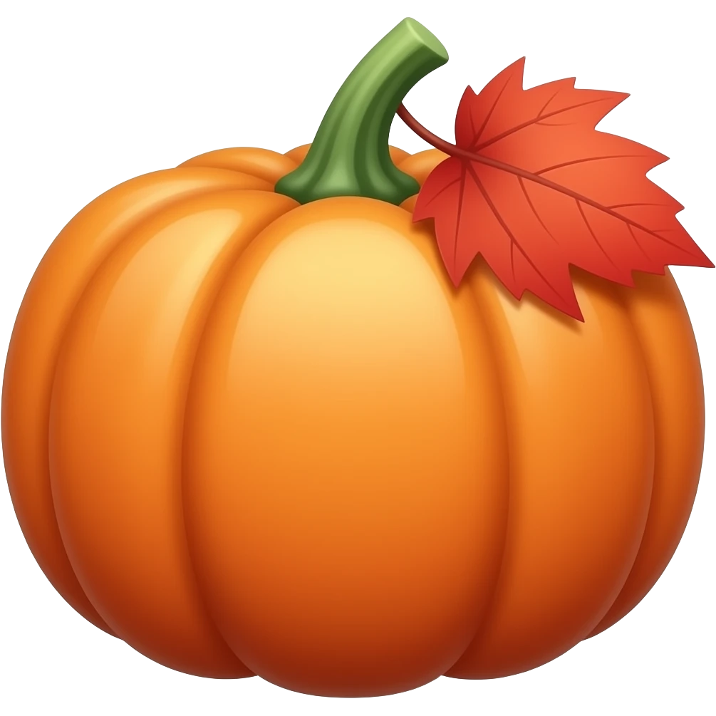 Red leaf, blue jacket, and orange pumpkins emoji