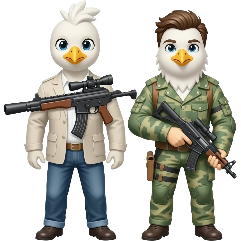 Flying White bird with gun emoji