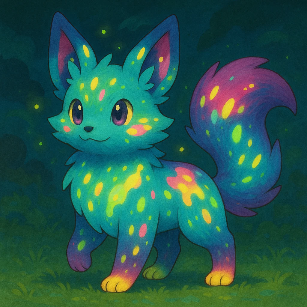 Neon Fantasy Furry-Fakémon-Creature with splash markings (full body) emoji