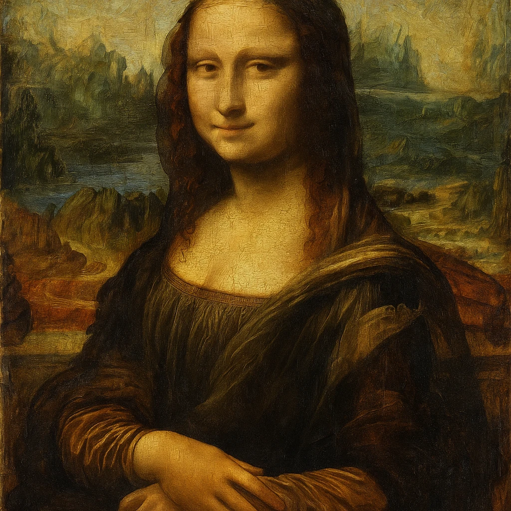 Mona Lisa in an oil painting style, rich textures and brushstrokes, classic and elegant emoji