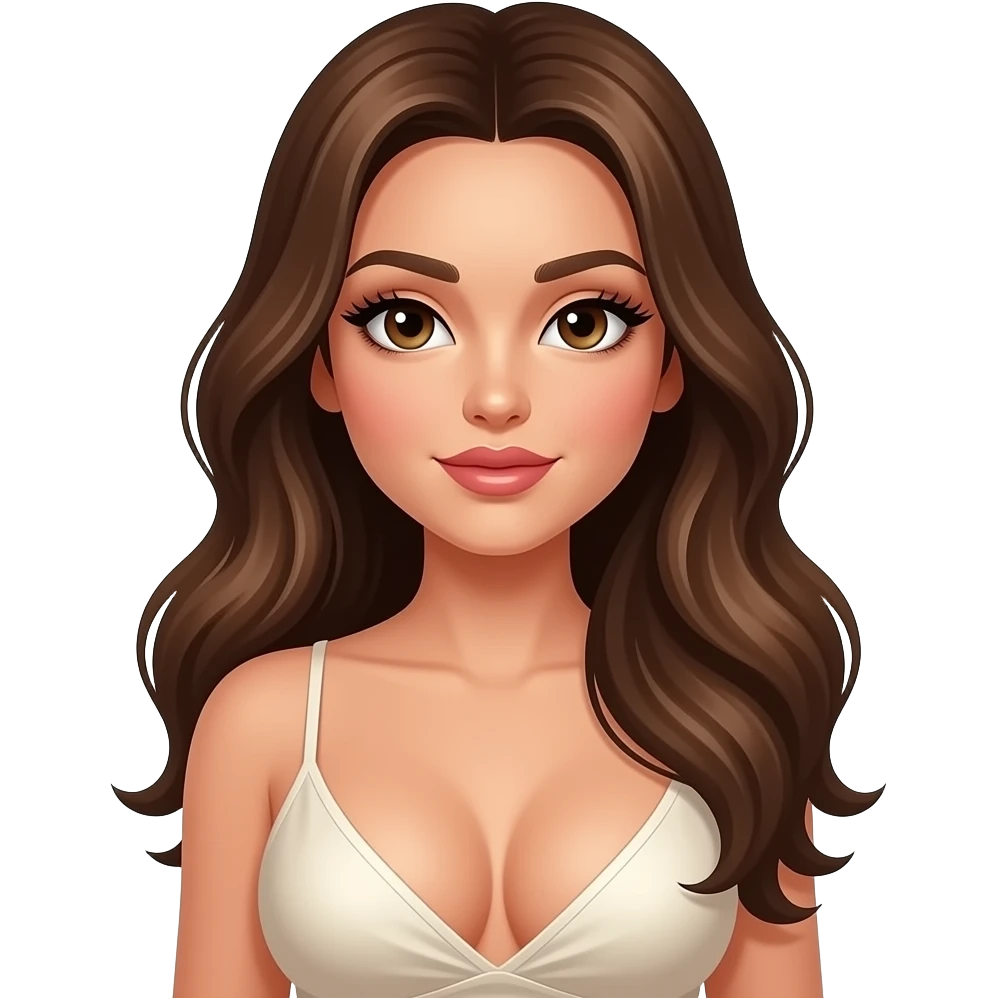 Sexy long brown hair long lashes big boobs girl emoji