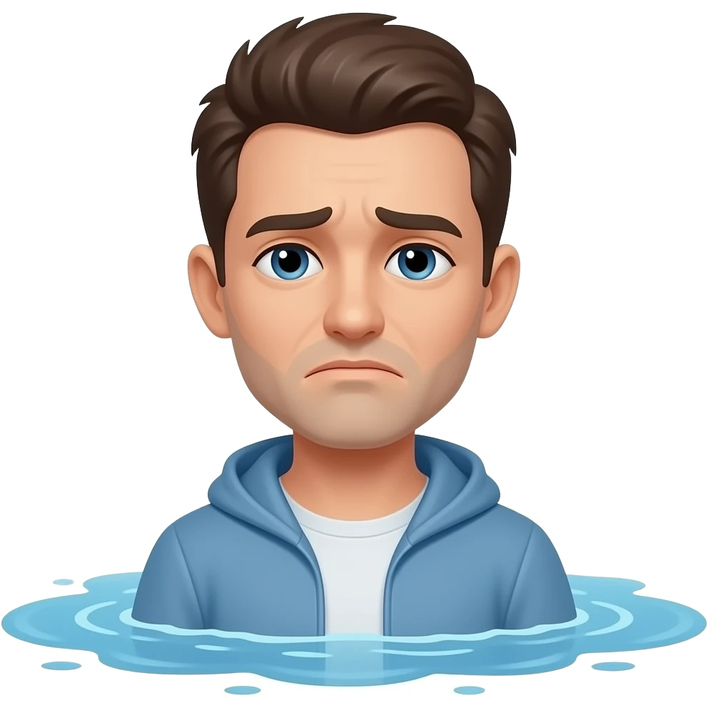 Man falling from sky with back without water , he is out of soul ans depressed emoji