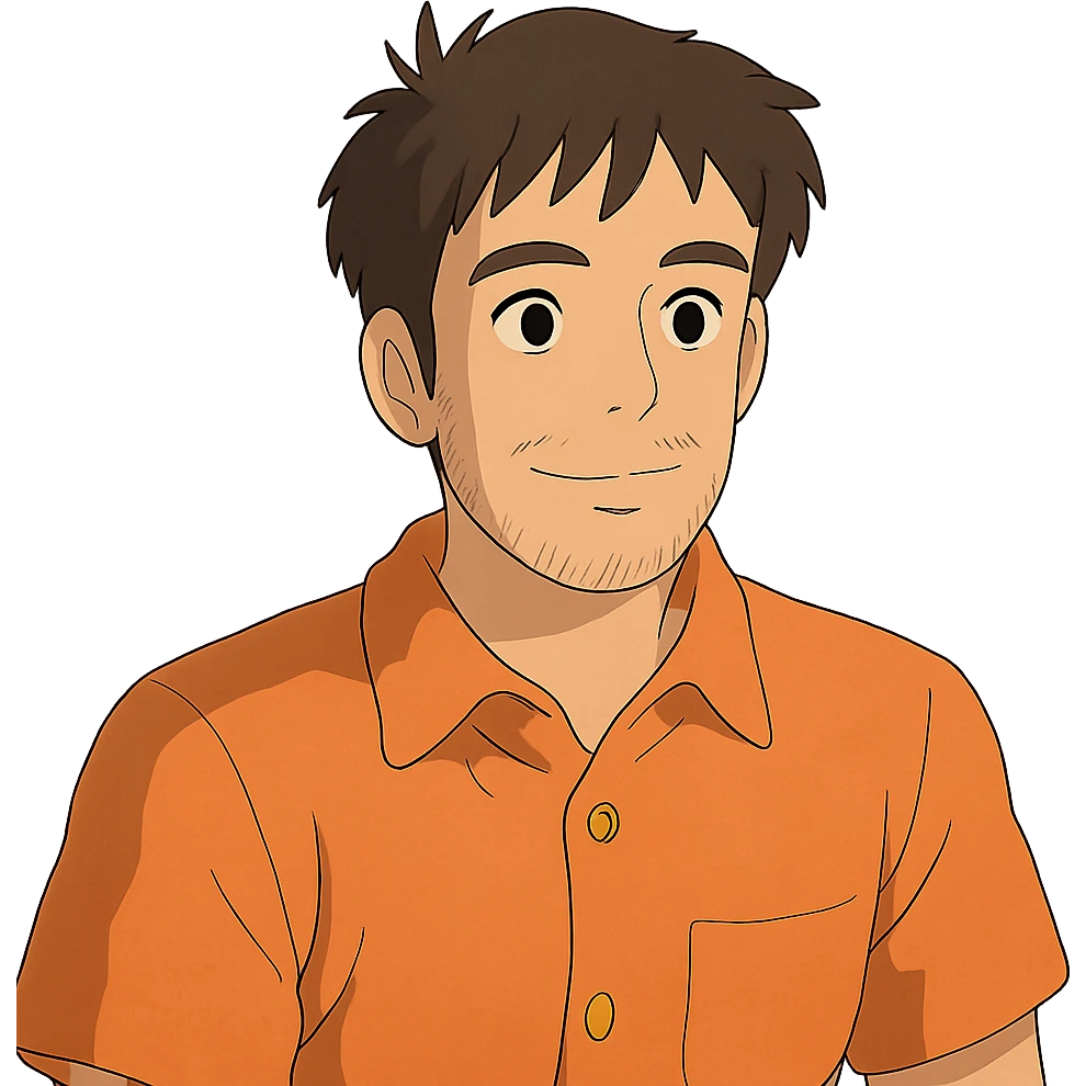 man with orange shirt emoji
