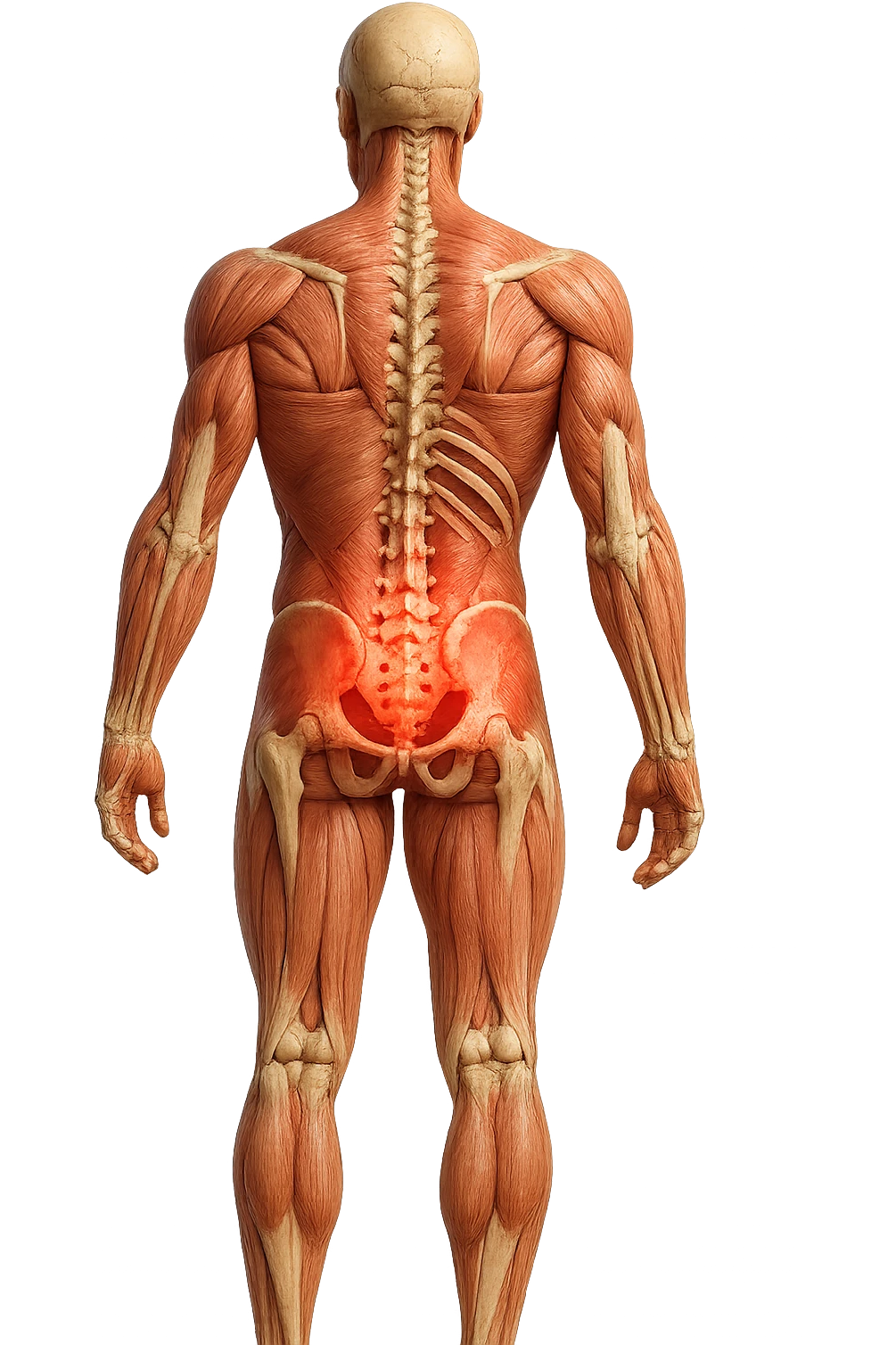 corpo UMANO ANATOMICO con mal di schiena, iperrealistico 4k emoji