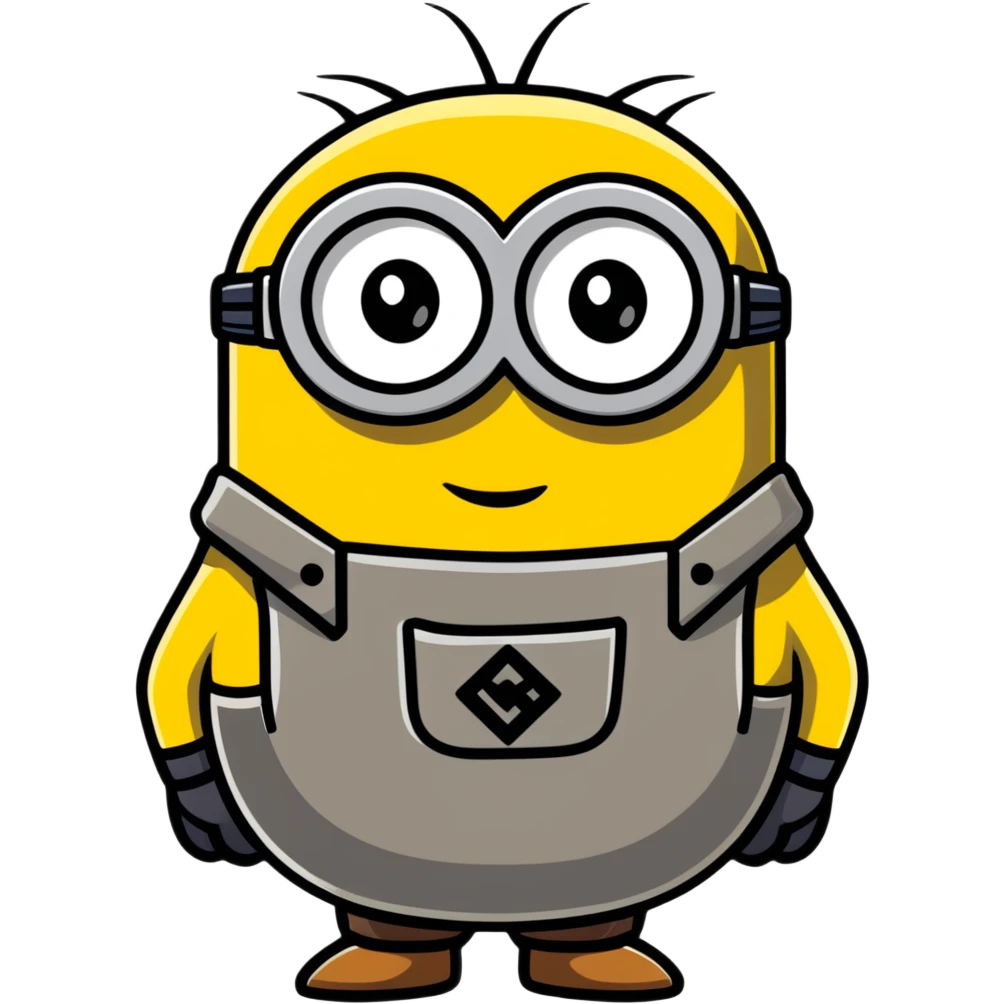 colorful cartoon sticker of Minion Kevin emoji