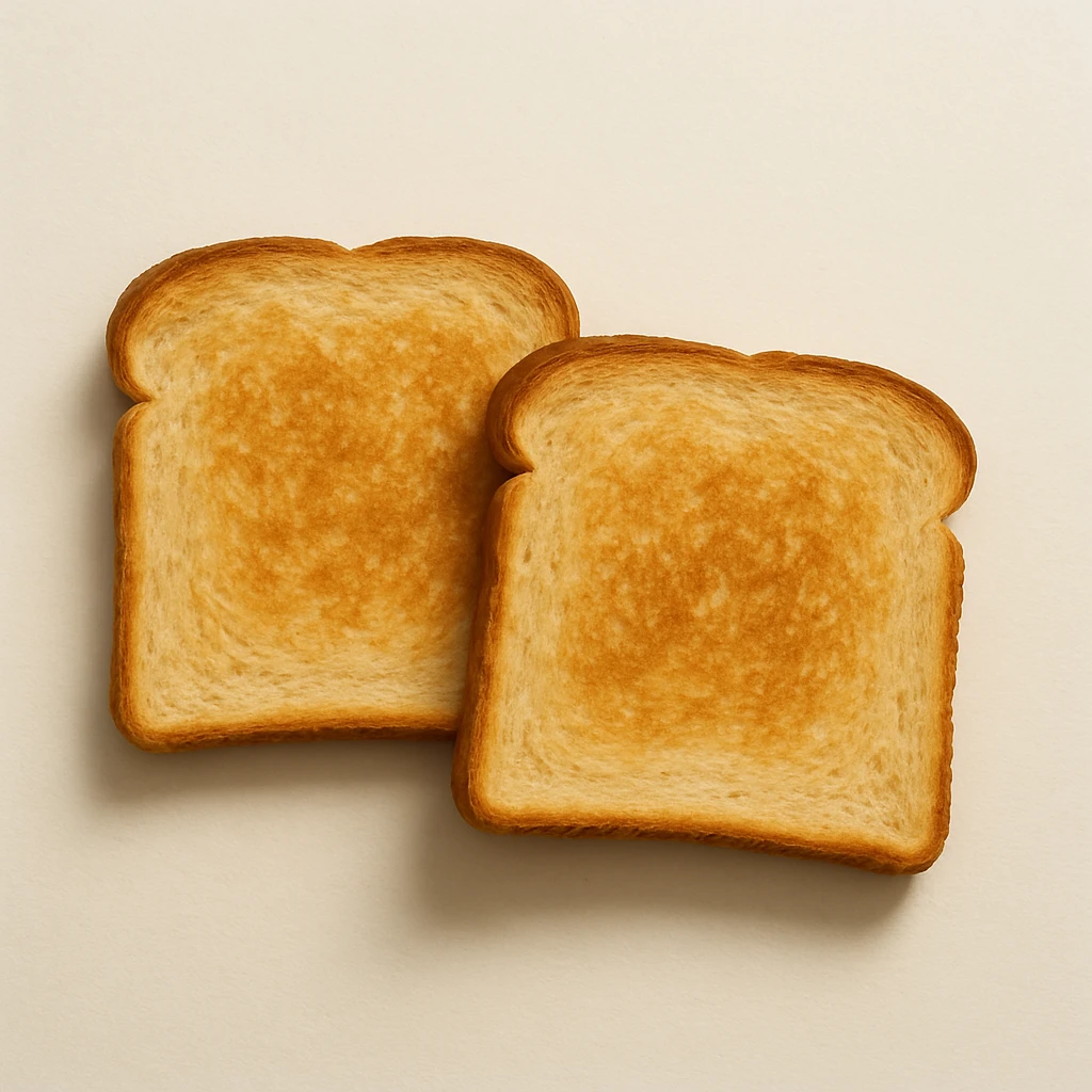 two slices of bread, realistic, lightly toasted emoji