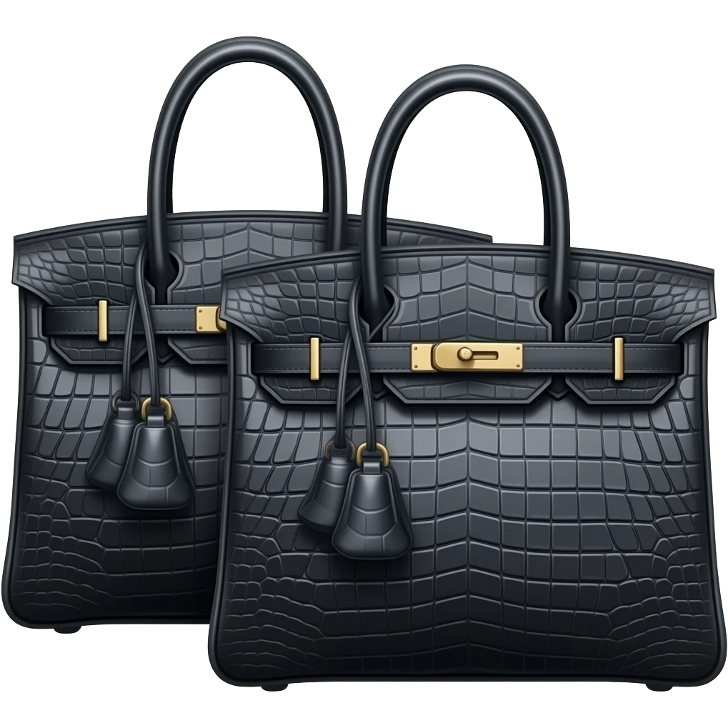 two birkin bags black crocodile print emoji