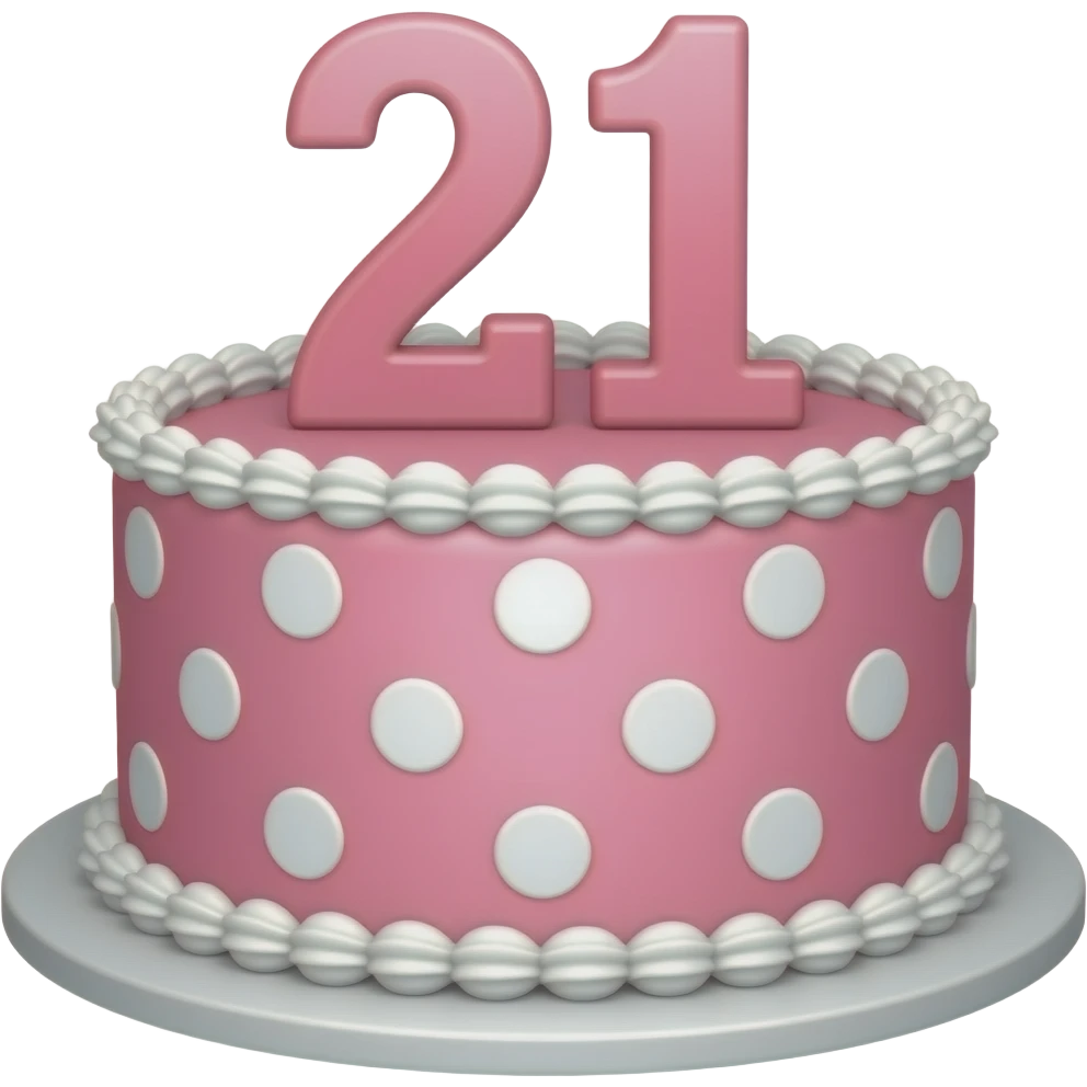 PINK POLKA DOT 21st birthday cake emoji