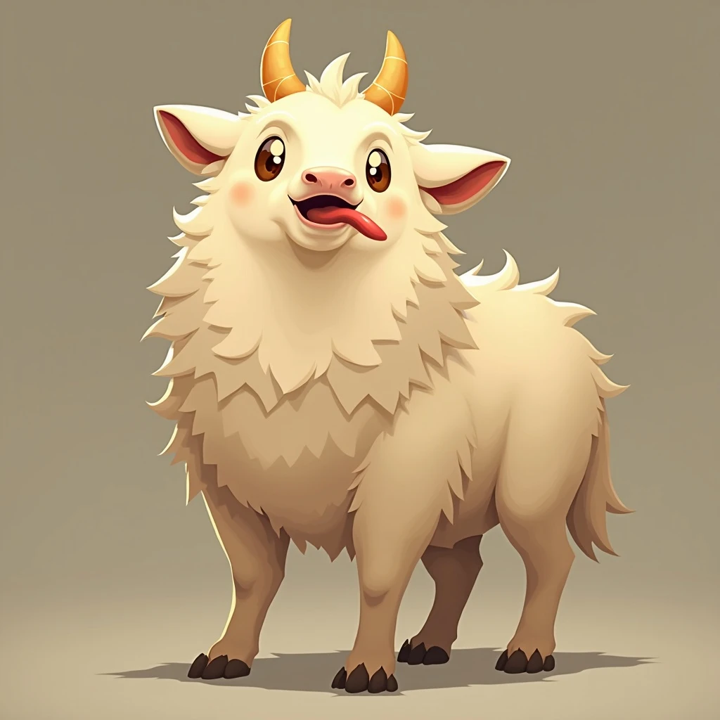 A thrumbo from the game rimworld. Front view, sticks the tongue out and licks. animated emoji