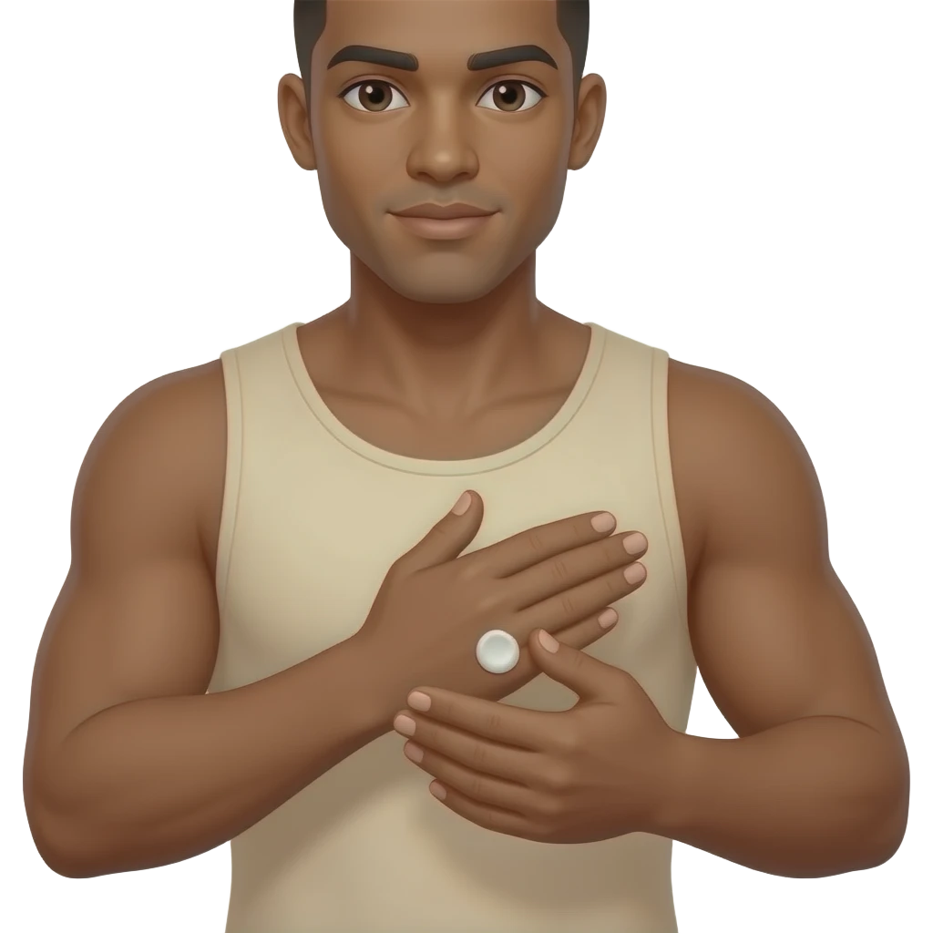 MALE ARM  AND HANDS ONLY DARKBEOWN SKIN APPLYING CREAM emoji
