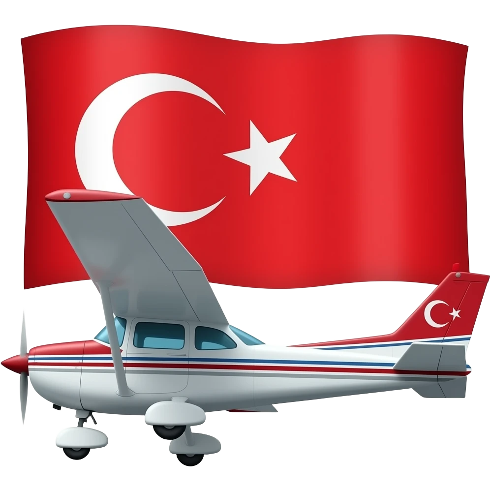 "A Cessna plane flying with the Turkish flag." emoji