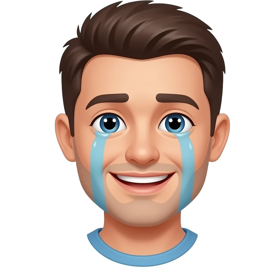 the smiling emoji but slighty faded and you can see the crying emoji emoji